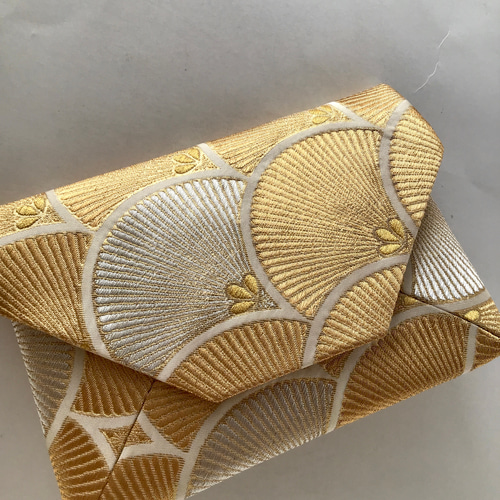 袋帯 数寄屋袋 結婚式バッグ リサイクル正絹袋帯 若松青海波文