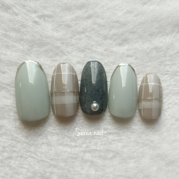 ♡モノトーングレーチェックネイル♡ ネイルチップ　ハンドメイド ♡モノトーングレーチェックネイル♡ ネイルチップ ハンドメイド