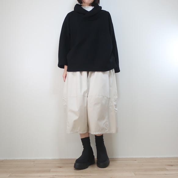 柔軟乳白色，休閒時尚的氣球褲（棉質/米白色） 第19張的照片