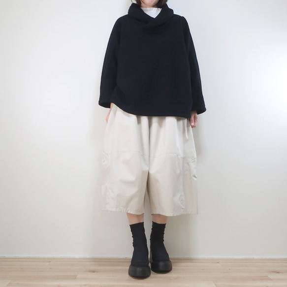 柔軟乳白色，休閒時尚的氣球褲（棉質/米白色） 第17張的照片