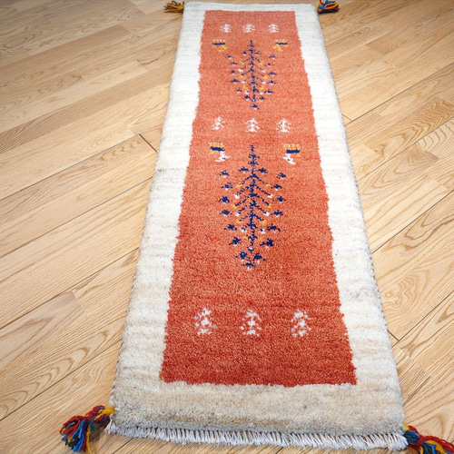 新入荷】ペルシャ ギャッベ ミニランナー 細長いラグ 118x40