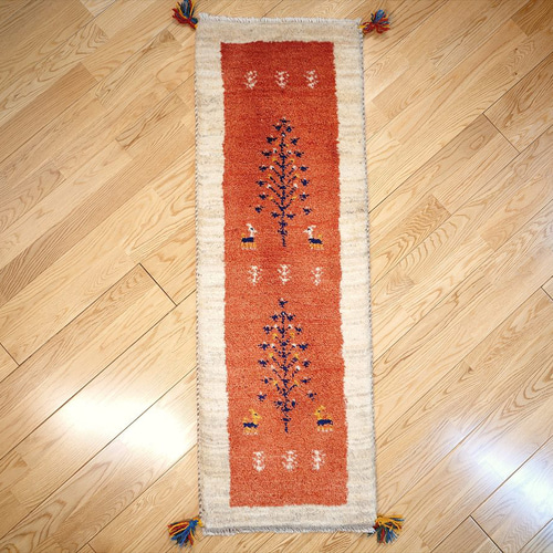 新入荷】ペルシャ ギャッベ ミニランナー 細長いラグ 118x40