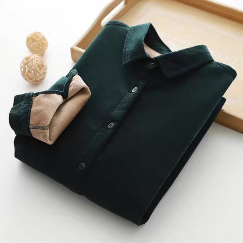 冬、春秋、ブラウス、トップス、コーデュロイ、裏起毛