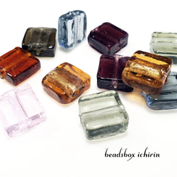 スクエアビーズ アンティークカラーmix 約12×12ｍｍ 10個セット 2枚目の画像