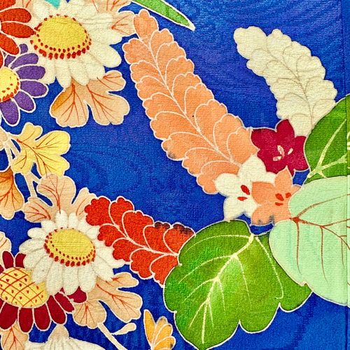 Antiques -青色- 50×50cm 着物のファブリックパネル 着物