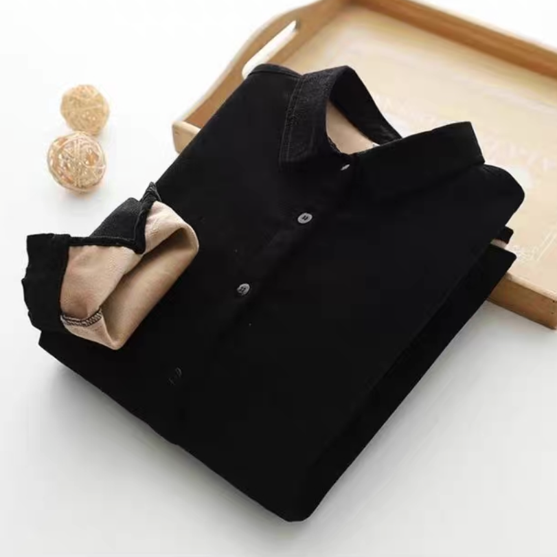 冬、春秋、ブラウス、トップス、コーデュロイ、裏起毛