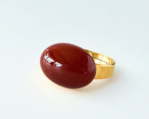 天然石 赤めのう 一粒 リング 18KGP（本金） 指輪・リング Satsuki