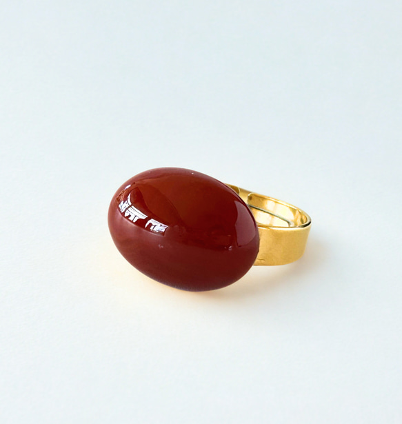 天然石 赤めのう 一粒 リング 18KGP（本金） 指輪・リング Satsuki