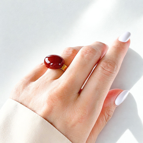 天然石 赤めのう 一粒 リング 18KGP（本金） 指輪・リング Satsuki