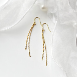 ゴールド ロングチェーン フックピアス