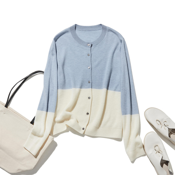 ☆即納☆インパクトを放つ バイカラー切り替えカーディガン