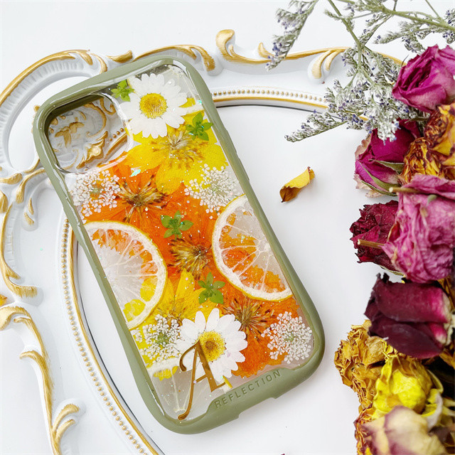 レモン押し花スマホケース*全機種対応*手帳型*iFace風*iPhone16 iPhone16Pro iPhone15