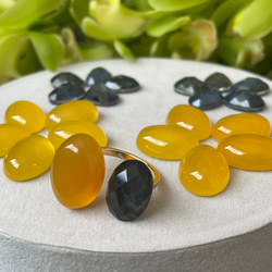 〈褒められリング〉 青と黄色　ブルータイガーアイ＋クリスタル×イエローカルセドニーフォークリング 13枚目の画像