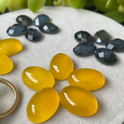 〈褒められリング〉 青と黄色　ブルータイガーアイ＋クリスタル×イエローカルセドニーフォークリング 12枚目の画像