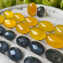 〈褒められリング〉 青と黄色　ブルータイガーアイ＋クリスタル×イエローカルセドニーフォークリング 14枚目の画像