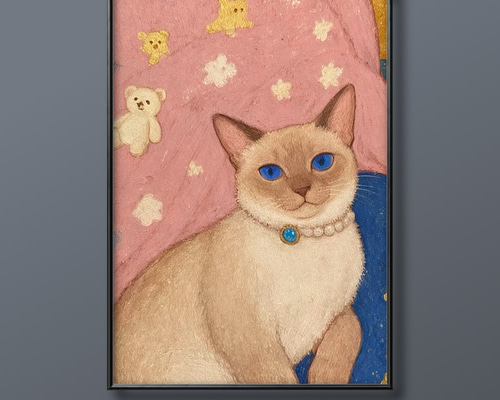 絵画 | イラストポスター 498☆ 【シャム猫は気持ちよく横になっている