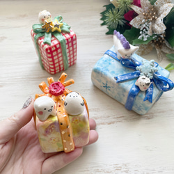 【新作】陶器のプレゼントBOX  / 歯 ぴーすこ君 陶人形 シマエナガ 4枚目の画像