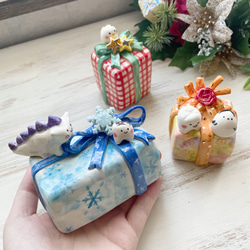 【新作】陶器のプレゼントBOX  / 歯 ぴーすこ君 陶人形 シマエナガ 5枚目の画像