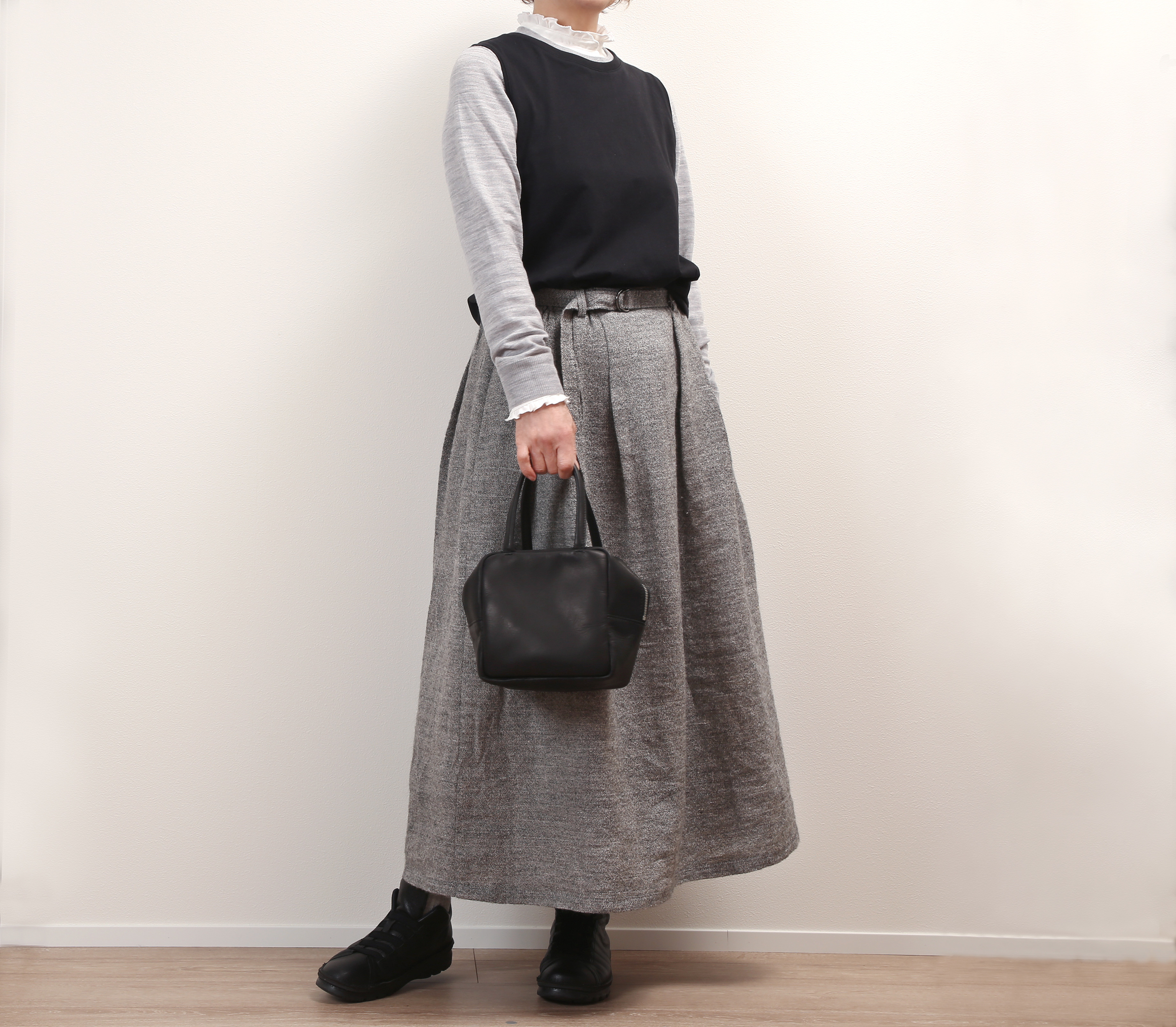 #451タックギャザースカート(グレー)