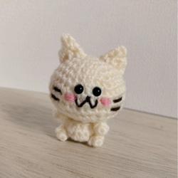 あみぐるみ　ちびねこ　猫　スコティッシュ風　グレーw　キーホルダー　ハンドメイド あみぐるみ ちびねこ 猫 スコティッシュ風 グレーw キーホルダー