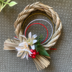 正月お飾り　ミニ　車用　室内　水引　和玉　しめ縄　胡蝶蘭　玄関　アーティフィシャルフラワー　造花　玄関飾り 3枚目の画像