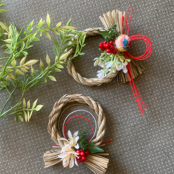 正月お飾り　ミニ　車用　室内　水引　和玉　しめ縄　胡蝶蘭　玄関　アーティフィシャルフラワー　造花　玄関飾り 4枚目の画像