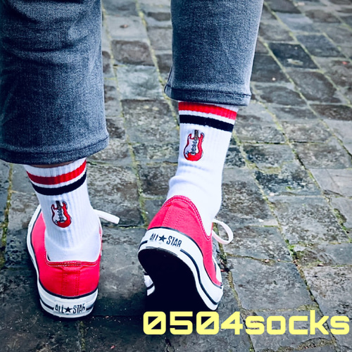 送料無料 日本製エレキギター刺繍ソックス(Electric guiter
