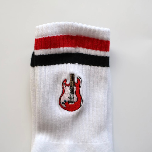 送料無料 日本製エレキギター刺繍ソックス(Electric guiter