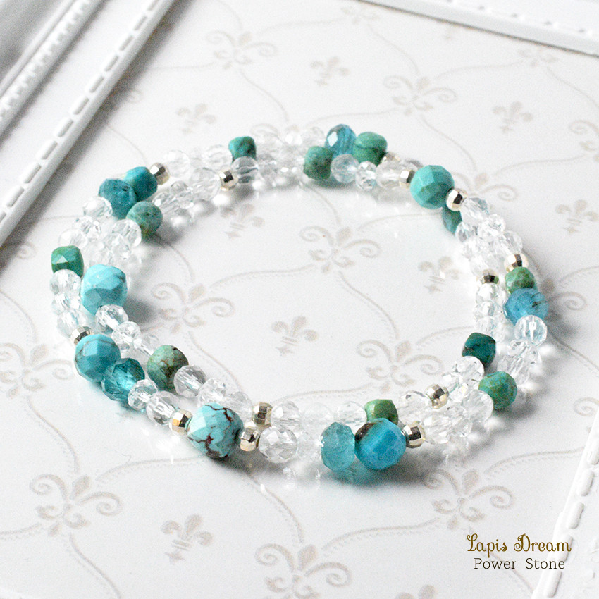 悪い氣を払って幸運を呼び込むお守り ｜ ターコイズ、アパタイトの天然石パワー.ストーン ブレスレット