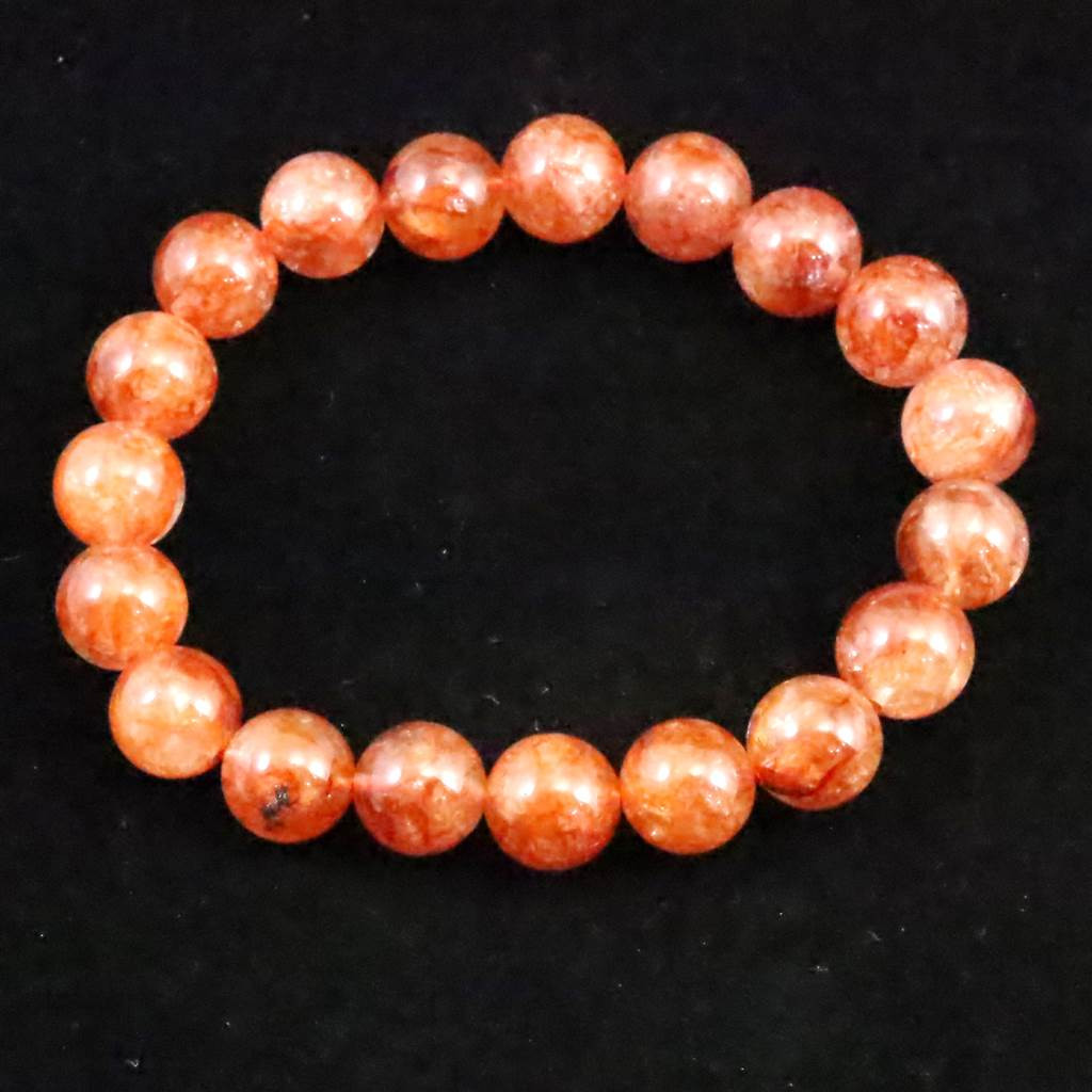 レッドライモナイトインクォーツ 褐鉄鉱入り水晶 10.5mmブレスレット 31.1g #50017