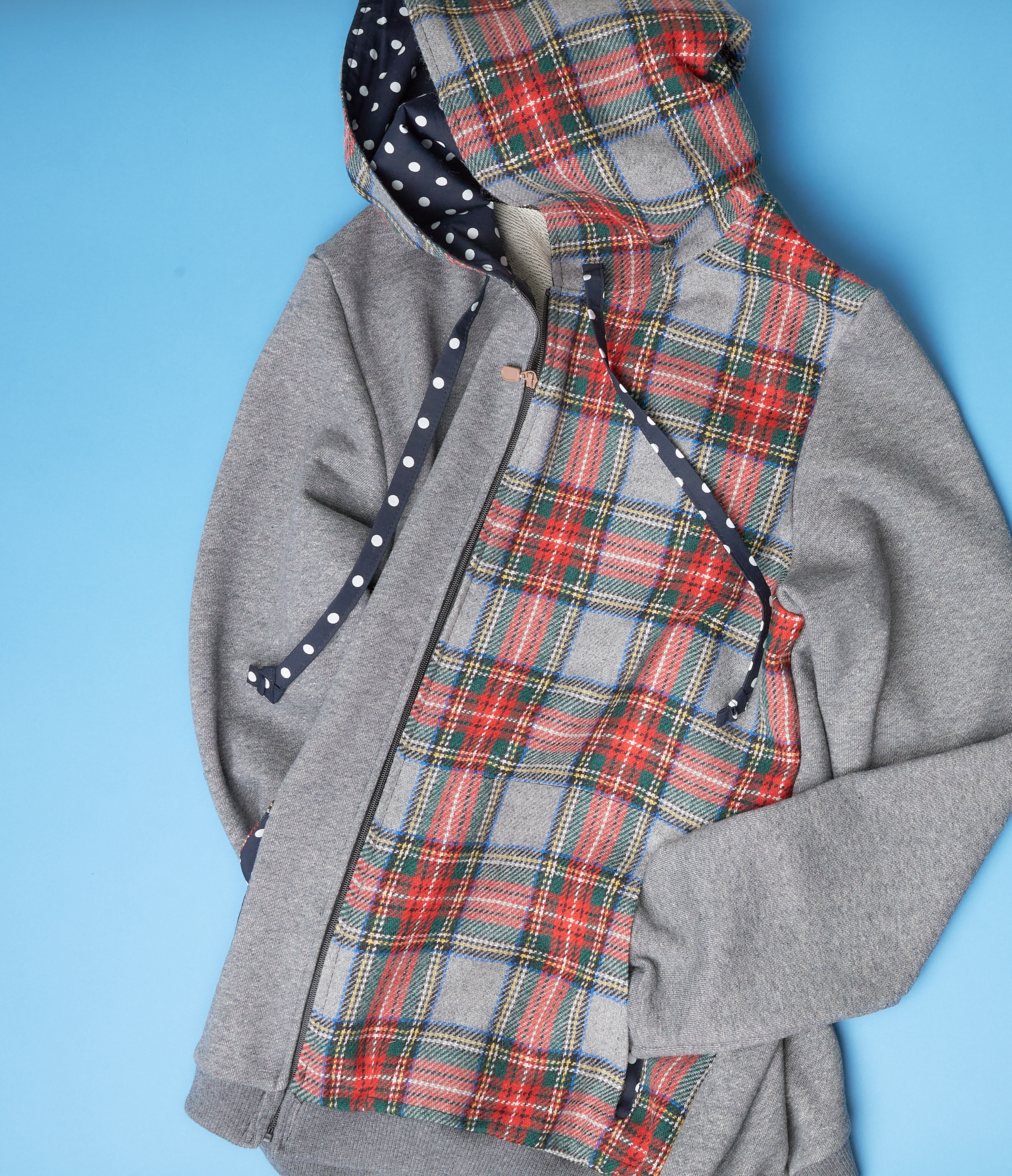 チェックmixフードパーカー♡