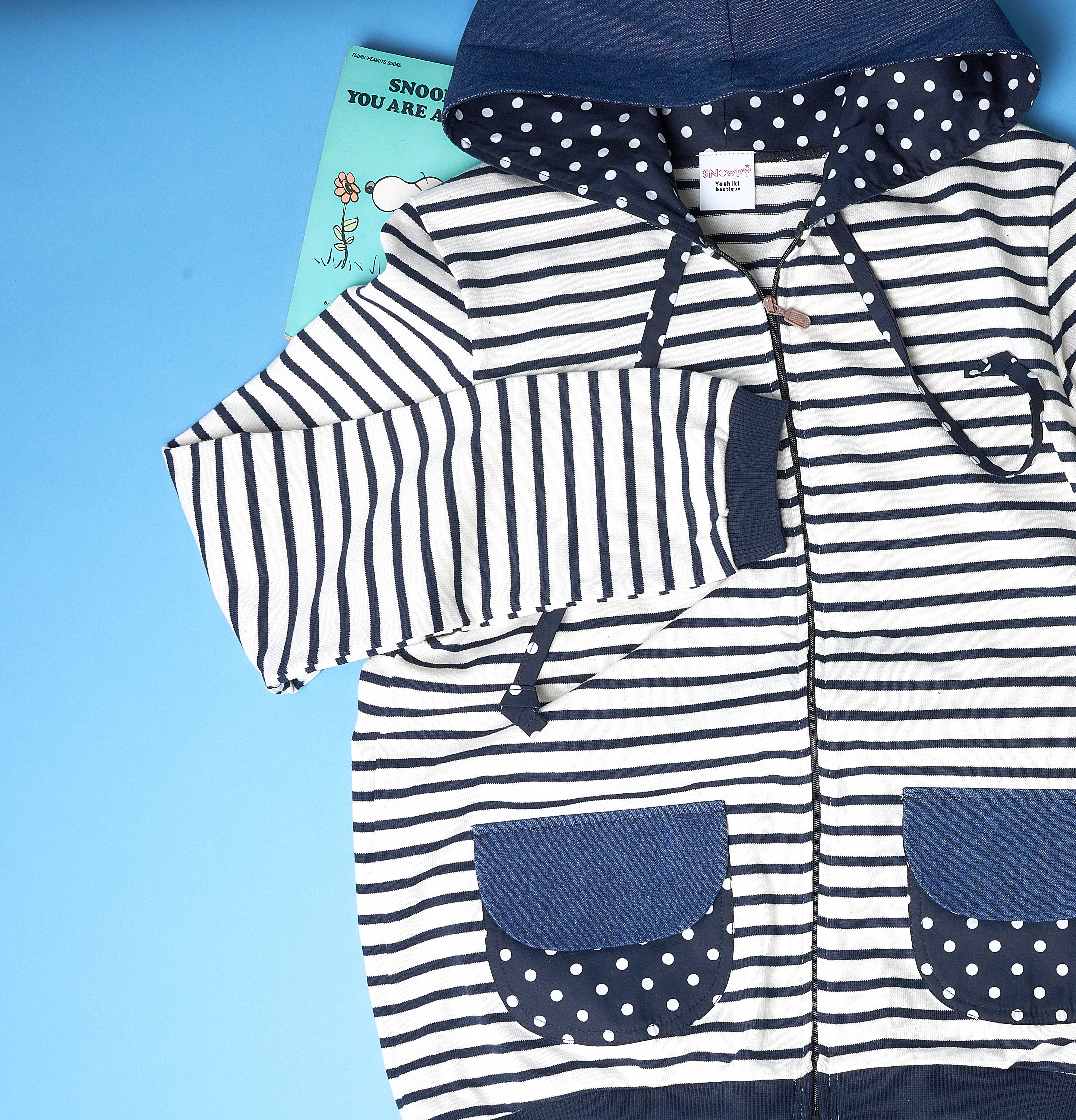 ジップアップフーディー♡ネイビーボーダー