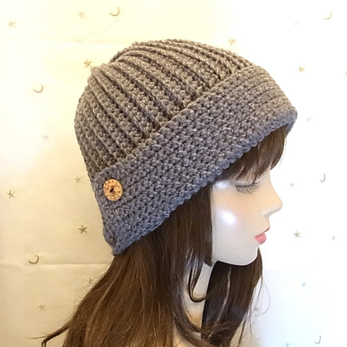ニット帽 ニットキャップ 帽子 手編みグレー ニット帽・ビーニー