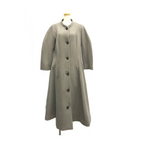 伝統工芸 横振り刺繍 花柄 ビッグ襟 スタンドカラーウールコート