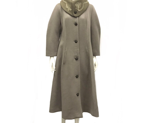 【美品】リミフゥ ピーコート ダブル 裏地 花柄 ウール グリーン系 S 美品】リミフゥ ピーコート ダブル 裏地 花柄 ウール グリーン系 S