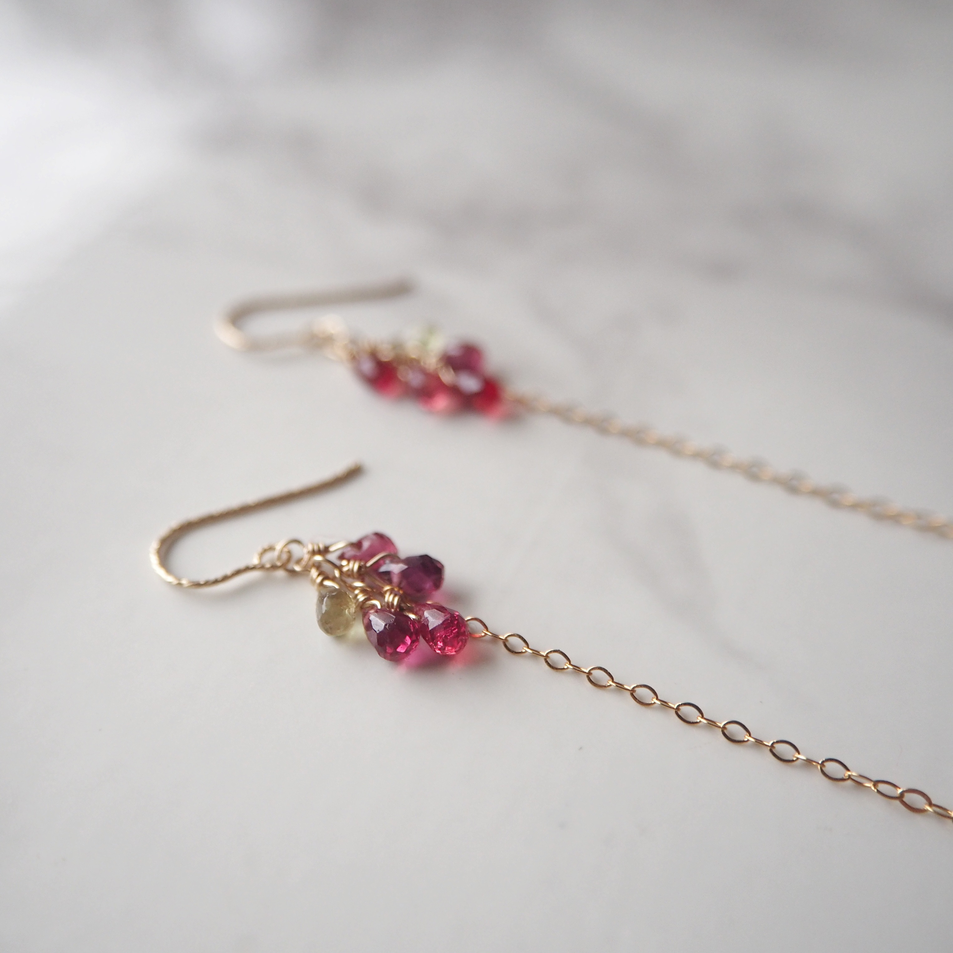 14Kgf×オレンジレッドサファイアのピアス(イヤリング)
