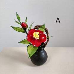 椿♡ゴールド♡赤♡アメリカンフラワー♡ディップアート アート