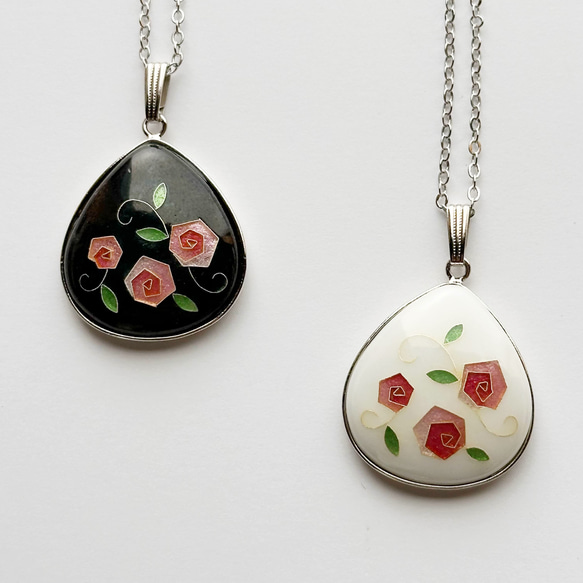 Creema限定】Rose Garden 七宝焼のペンダント ネックレス・ペンダント