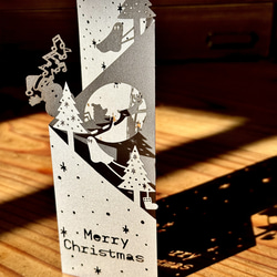 クリスマスのペーパーオブジェメッセージカード　シルバー 2枚目の画像