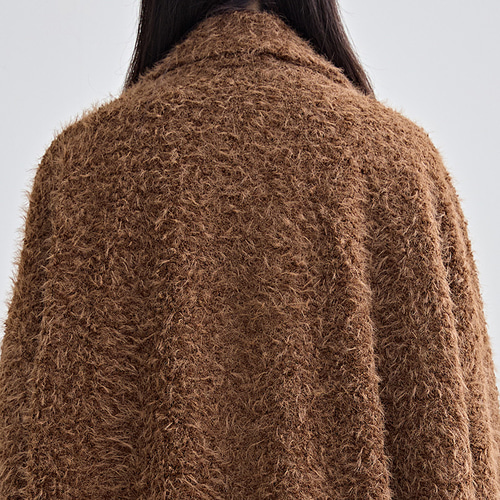 旬なムードと高級感をもたらす質感♪シャギーロングコート ブラウン