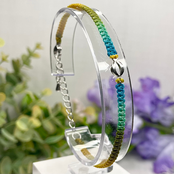 カラフルミサンガ グラデーション ブランド 緑 青 ブレスレット 超細い