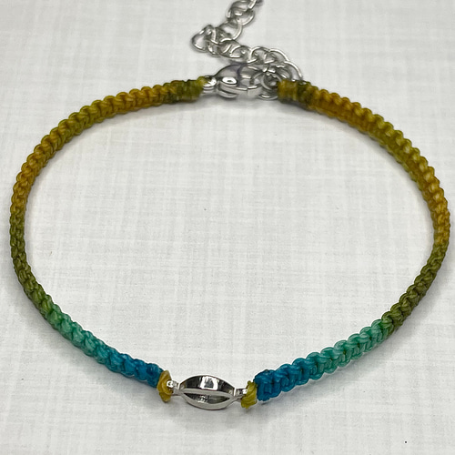 カラフルミサンガ グラデーション ブランド 緑 青 ブレスレット 超細い