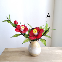 椿♡赤♡限定品♡つる付き花器♡ディップアート♡アメリカンフラワー