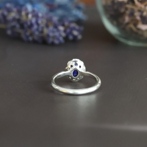 天然ラピスラズリ（8㎜×6㎜）12月の誕生石 のシルバーリング silver925