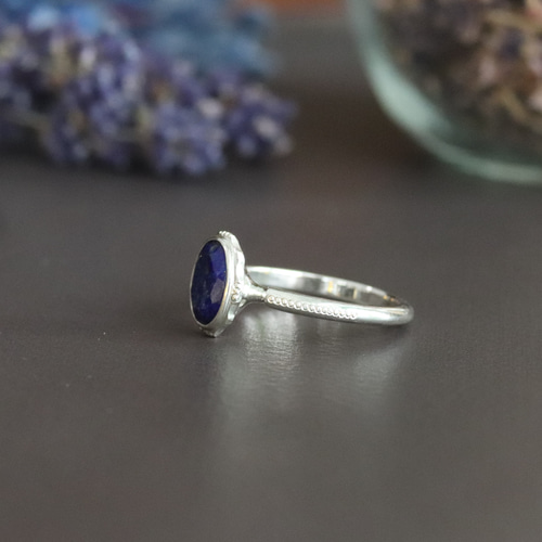 天然ラピスラズリ（8㎜×6㎜）12月の誕生石 のシルバーリング silver925