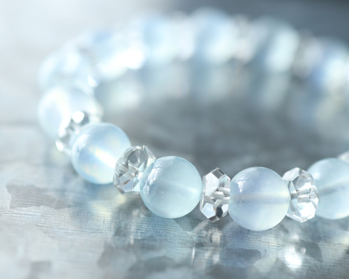 天然石 高品質 希少共生 ヘマタイトイン アクアマリン ブレスレット