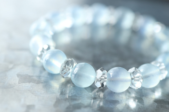 アクアマリン　水晶　高品質　10mm 天然石ブレスレット　ハンドメイド 最高品質]アクアマリンブレスレット（約10mm玉） - 埼玉県吉川市