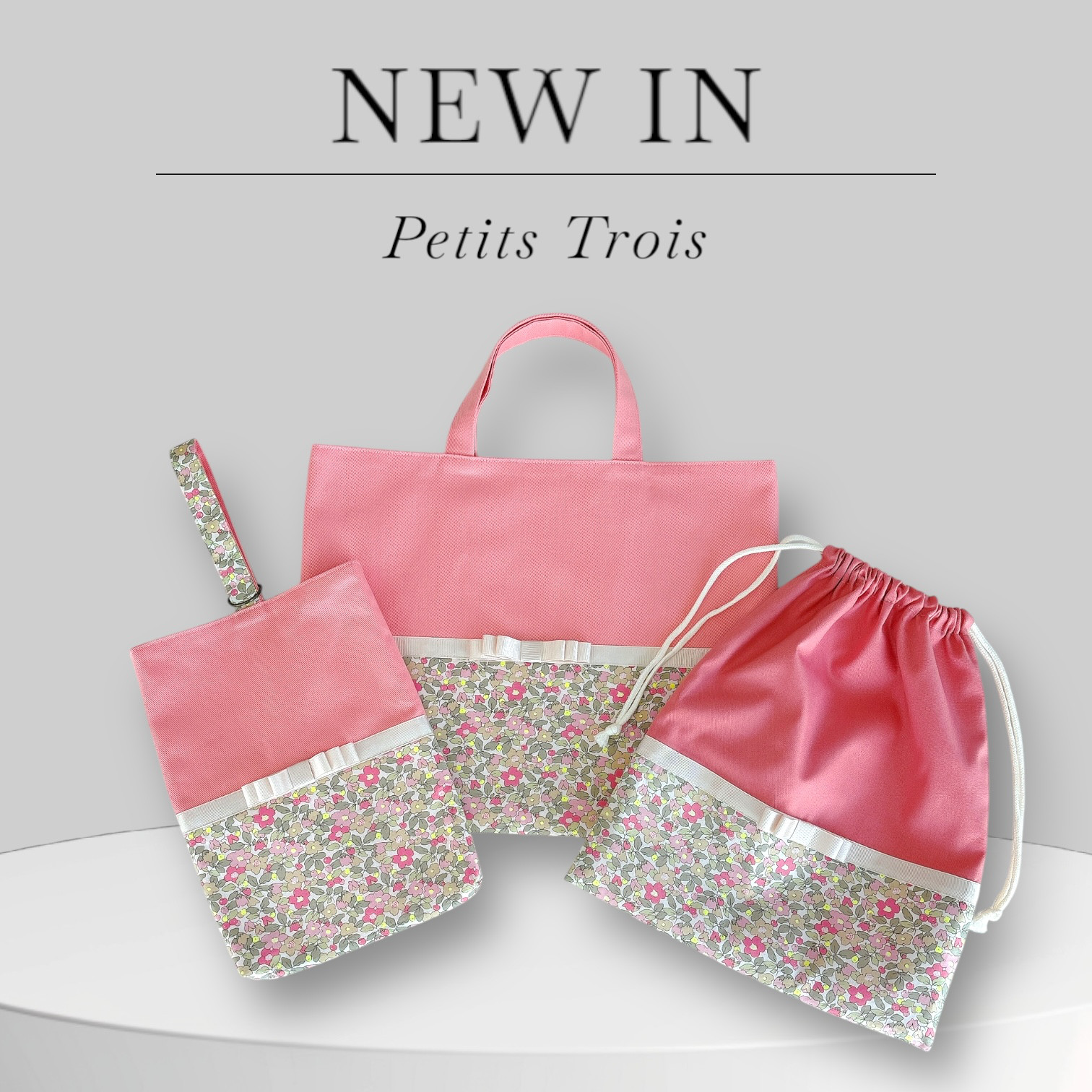 ⭐︎しっかり丈夫⭐︎[入園入学3点セット]サーモンピンク×リバティベッツィベリー・アイボリーグログランリボン