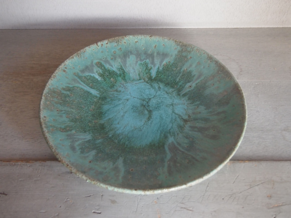 流彩釉皿8寸 緑 大皿 尋臣窯 通販 18629193｜Creema(クリーマ)
