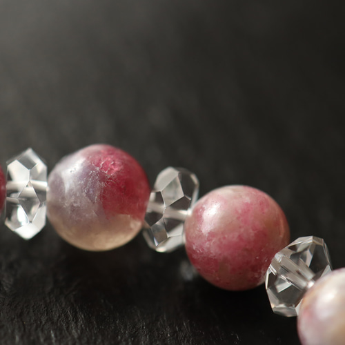 綺麗なピンクレピドライト！ズドーンとくる！綺麗！ ピンクマイカ レピドライトシリカ ブレスレット 約11mm-11.5mm×18珠